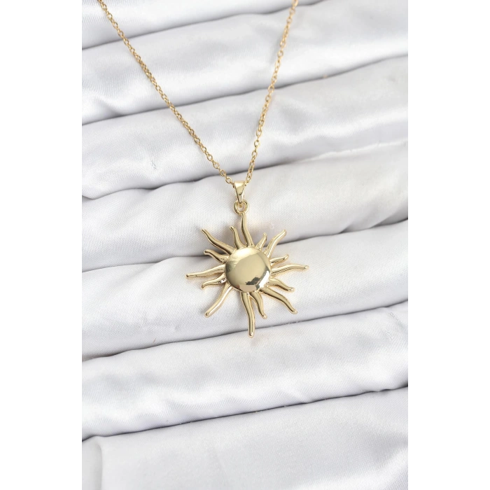 CEYLAN ADAM 316L Çelik Zincir Gold Renk Güneş Model Kadın Kolye