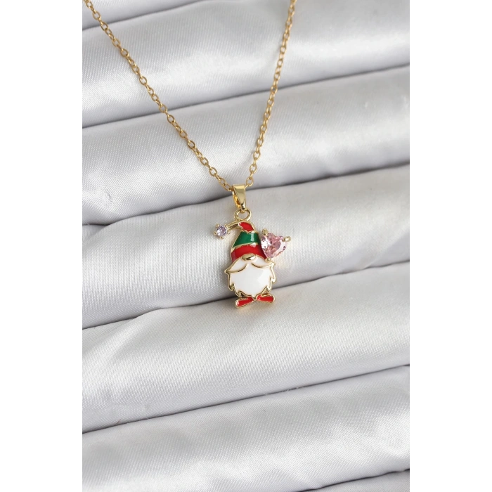 CEYLAN ADAM 316L Çelik Zincir Gold Renk Yılbaşı Teması Kadın Kolye