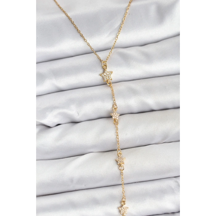 CEYLAN ADAM 316L Çelik Zincir Gold Renkli Yıldız Model Kadın Y Kolye