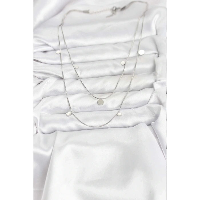 CEYLAN ADAM 316L Çelik Zincir Gümüş Renk Pullu Kadın Kolye