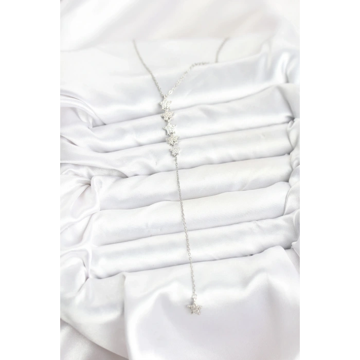 CEYLAN ADAM 316L Çelik Zincir Gümüş Renk Yıldız Model Y Kolye