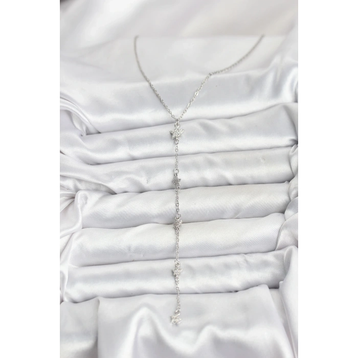 CEYLAN ADAM 316L Çelik Zincir Gümüş Renkli Yıldız Model Kadın Y Kolye