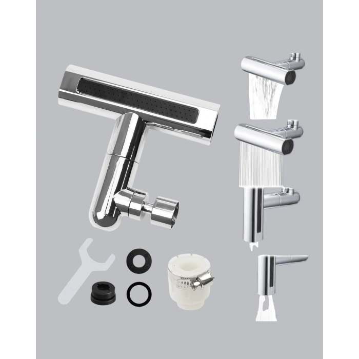 CEYLAN ADAM 4 Fonksiyonlu Musluk Başlığı 360 Derece Dönebilen ve Su Tasarruflu