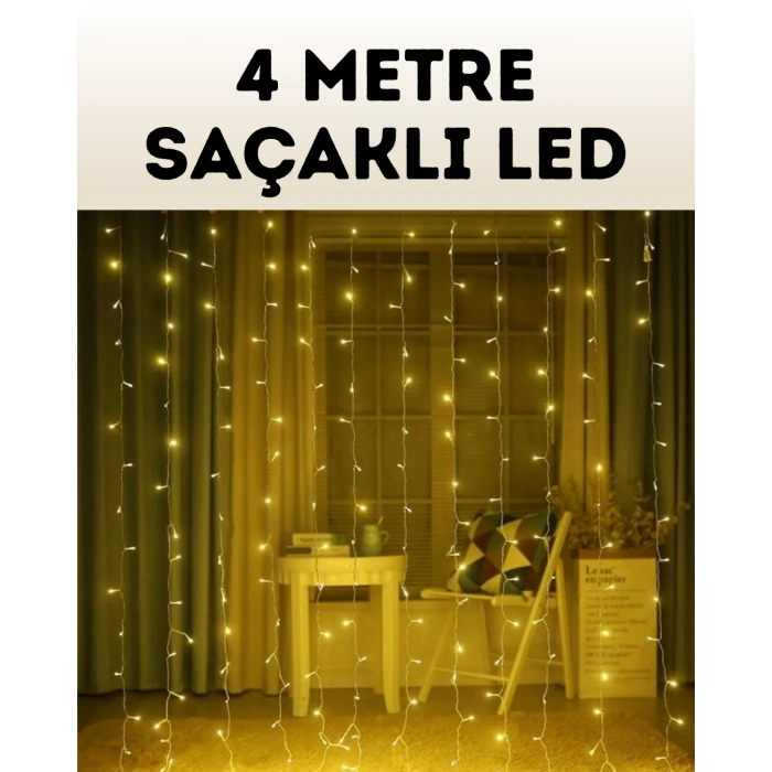 CEYLAN ADAM 4 Metre Şelale Perde Led Işık Dış Mekan İç Mekan Uyumlu