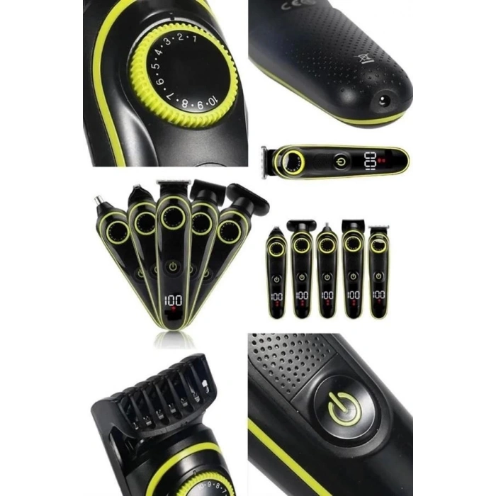 CEYLAN ADAM 5 Başlıklı Şarjlı Tıraş Makinesi Kablosuz Saç Sakal Burun Tıraşına Uygun