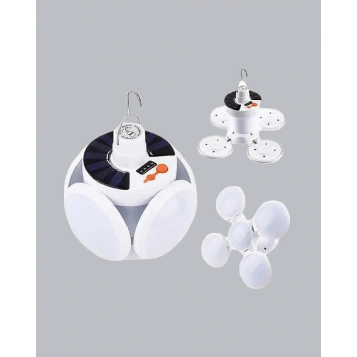 CEYLAN ADAM 5 Kanatlı Solar Kamp Lambası – USB Şarjlı, Taşınabilir, IP65 Su Geçirmez Bahçe Lambası