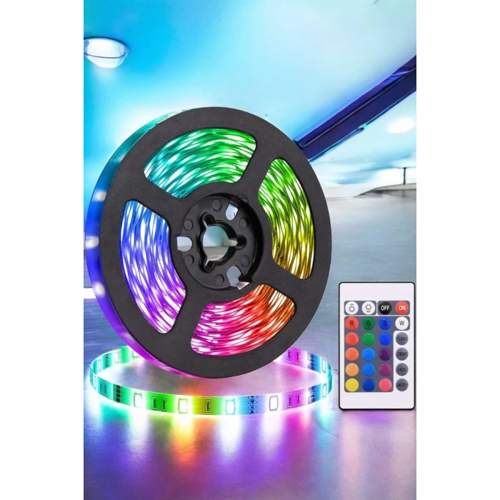 CEYLAN ADAM 5 Metre Şerit Led RGB Işıklı Kumandalı Güç Adaptörü Her Ortama Uygun