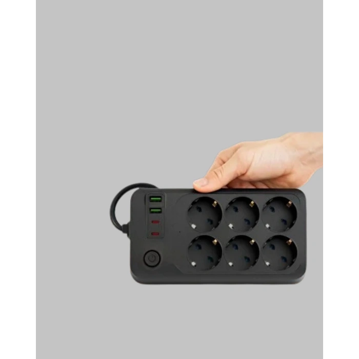 CEYLAN ADAM 6’lı Grup Priz Termal Korumalı USB Type-C Çoklu Priz 2 Metre Kablo