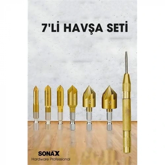 CEYLAN ADAM 7li HSS Titanyum Kaplı Kılavuz ve Havşa Matkap Ucu Seti + Otomatik Zımba