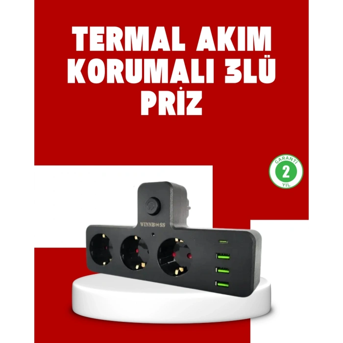 CEYLAN ADAM 7 Portlu Çoklu Priz USB ve Type-C Girişli Akıllı Güç Ünitesi