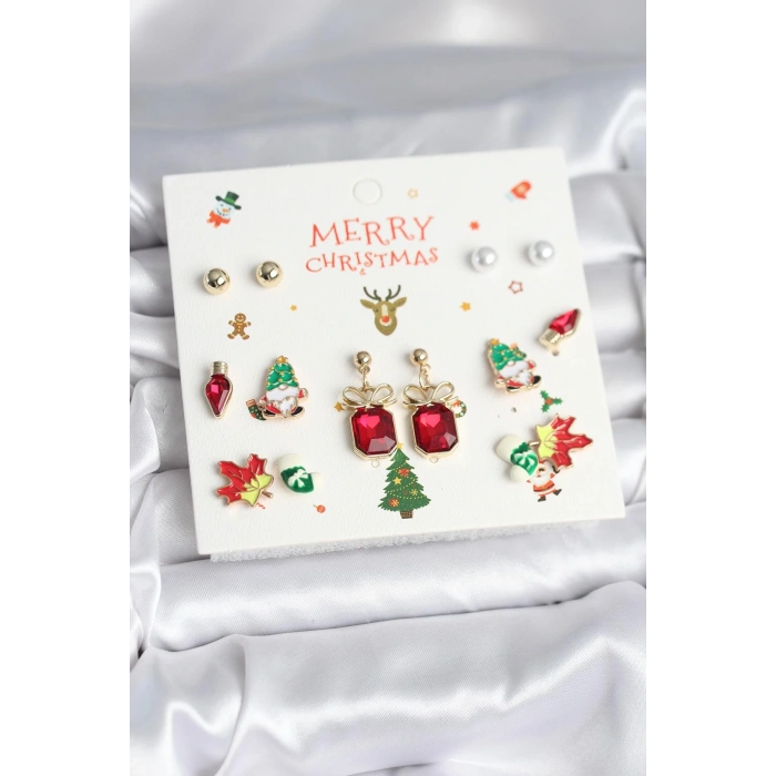 CEYLAN ADAM 8 Çift Yılbaşı Temalı Kadın Küpe