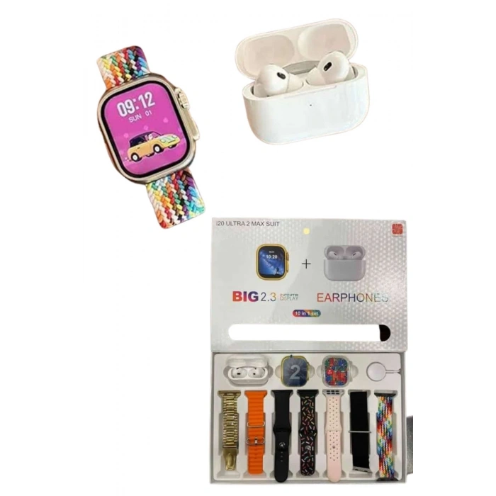 CEYLAN ADAM Akıllı Saat ve Air Pro Kulaklık 7 Kordonlu Çok Fonksiyonlu İkili Set