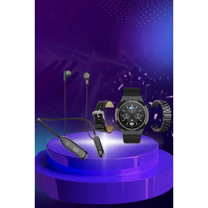 CEYLAN ADAM Alarm ve Titreşim Özellikli Akıllı Saat ve Mikrofonlu Kablolu Bluetooth Kulaklık 60 Saat