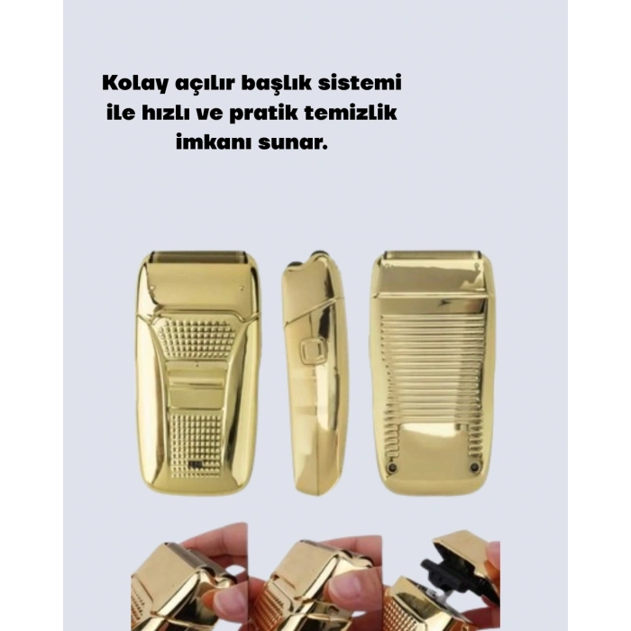 CEYLAN ADAM Altın Renk Kablolu Sakal Tıraş Makinesi Çelik Bıçaklı 3W Motor