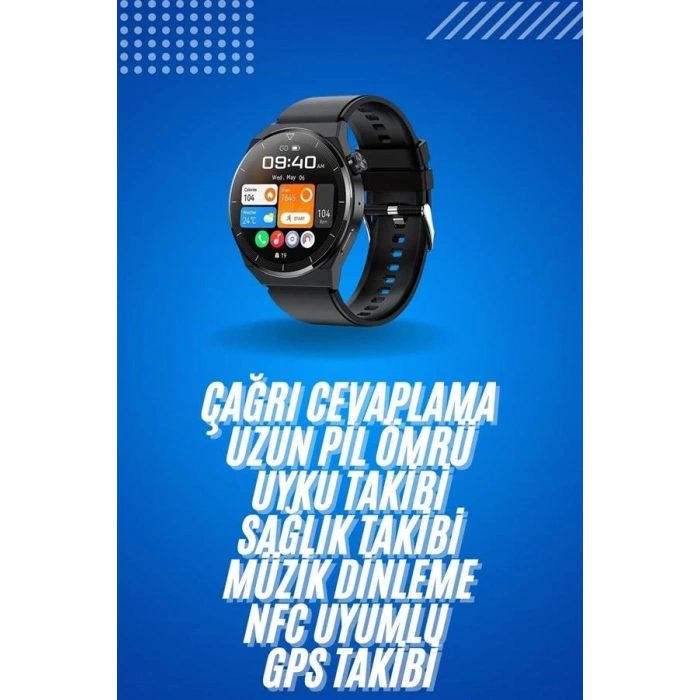 CEYLAN ADAM Amoled Ekran Metal Deri Silikon Kordonlu Uyku ve Sağlık Takibi