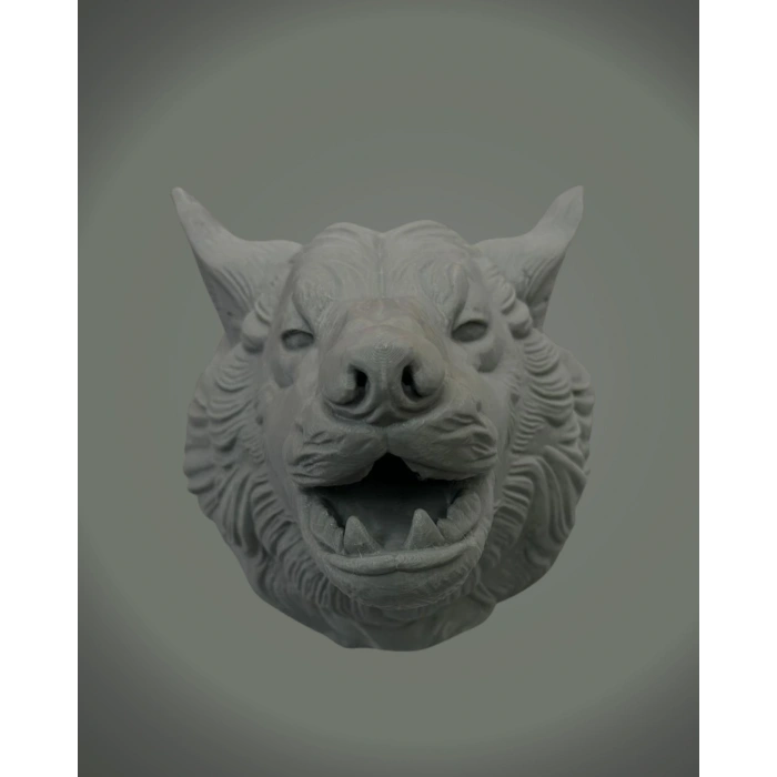 CEYLAN ADAM Asılabilir Gri Kurt Heykeli Ev Ofis Duvar Süslemesi Dekoratif