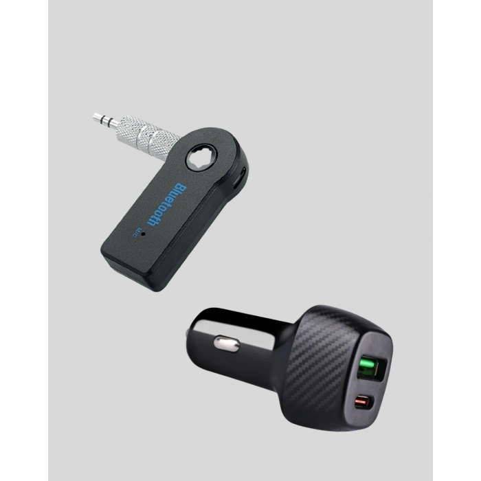 CEYLAN ADAM AUX Bluetooth Adaptör ve 38W Hızlı Araç Şarj Cihazı Seti