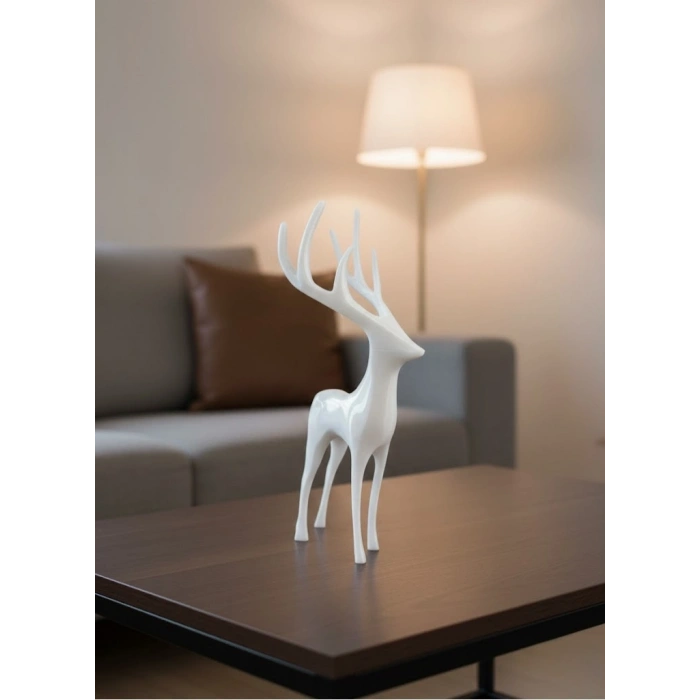 CEYLAN ADAM Beyaz Dekoratif Geyik Figürü Şık Ev Aksesuarı