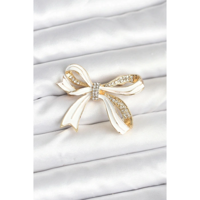 CEYLAN ADAM Beyaz Renk Fiyonk Model Broş