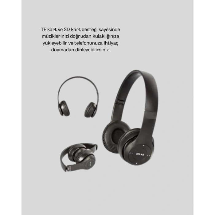 CEYLAN ADAM Bluetooth 5.0 Kablosuz Kulaklık – Extra Bass, TF Kart Desteği, 3.5mm AUX Girişli