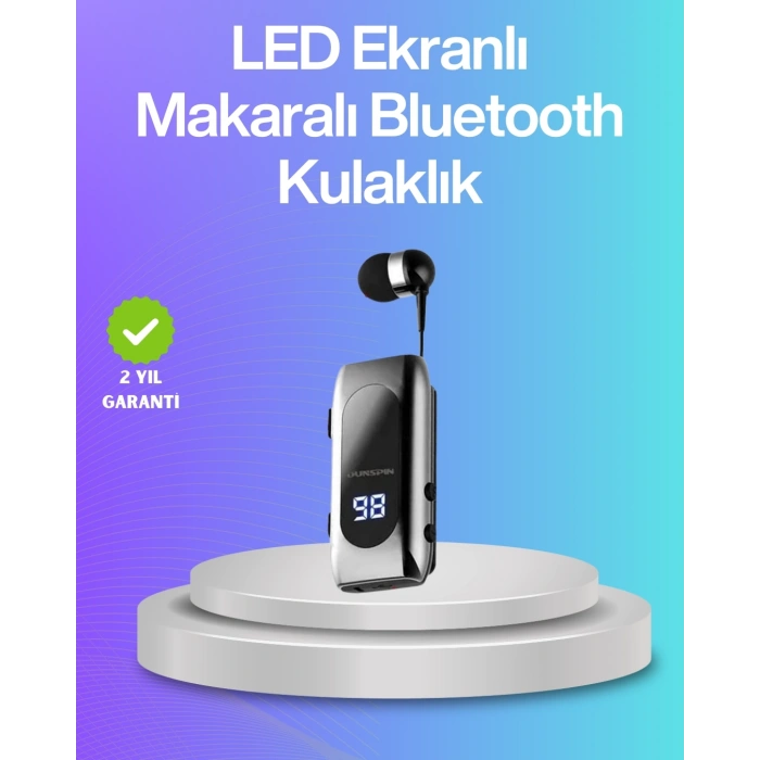 CEYLAN ADAM Bluetooth 5.2 Klipsli Kablosuz Kulaklık – Dijital Ekran & Titreşimli Uyarı