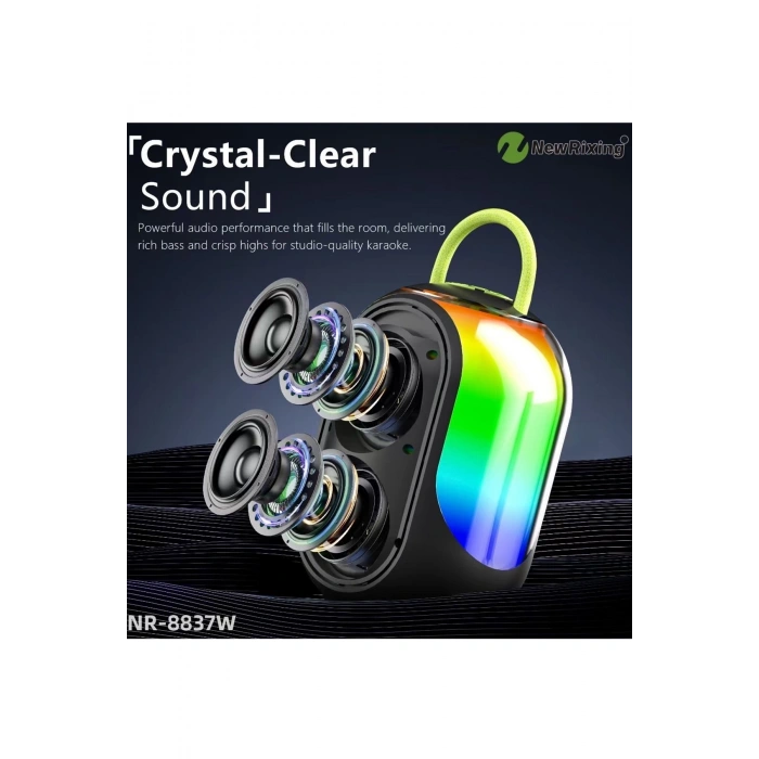 CEYLAN ADAM Bluetooth Çift Mikrofonlu Kablosuz Karaoke Rgb Işıklı Yüksek Sesli Müzik 4 Ses Degıstırme