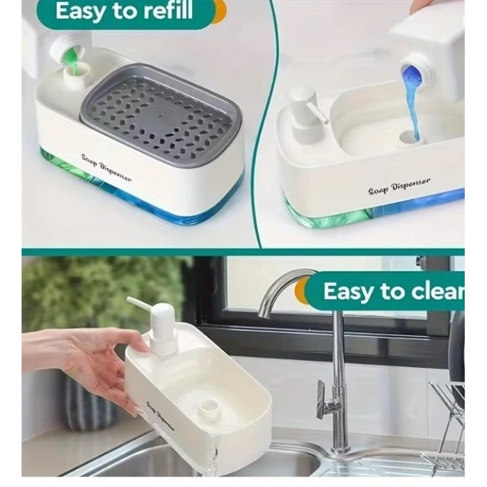 CEYLAN ADAM Çift Hazneli Sıvı Sabunluk ve Süngerlik Hazneli