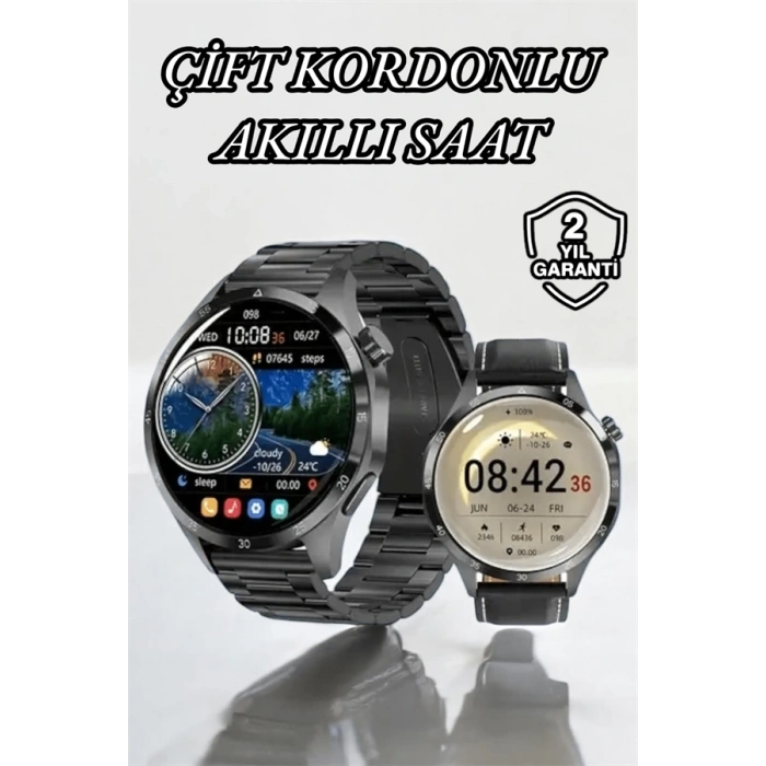 CEYLAN ADAM Çift Kordonlu Yüksek Çözünürlüklü Akıllı Saat Uyku İzleyici & Spor Modları