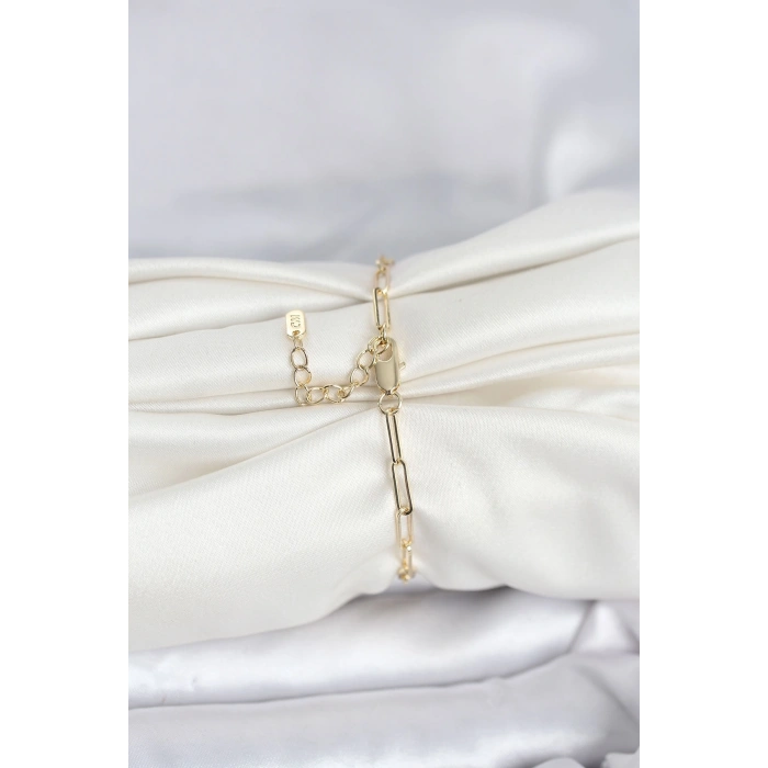 Mey İthalat® CM 14K Gold Renk Ataç Zincir Model Kadın Bileklik