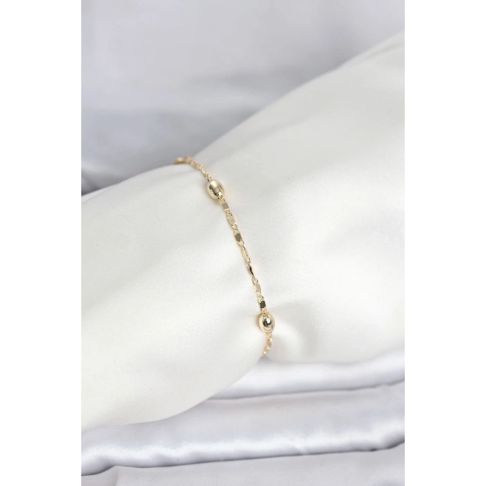 Mey İthalat® CM 14K Gold Renk Damla Topçuk Model Kadın Bileklik