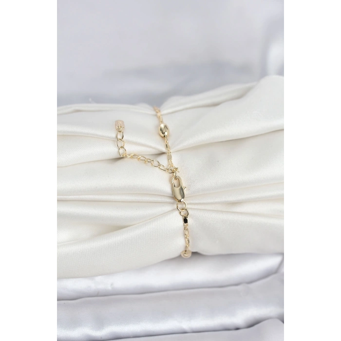 Mey İthalat® CM 14K Gold Renk Damla Topçuk Model Kadın Bileklik