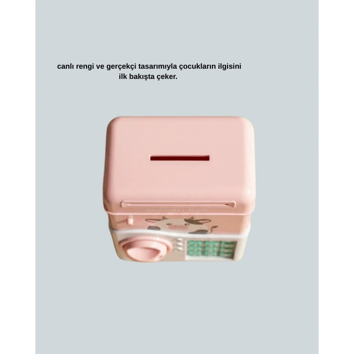CEYLAN ADAM Çocuklar İçin Pembe ATM Görünümlü Elektronik Kumbara