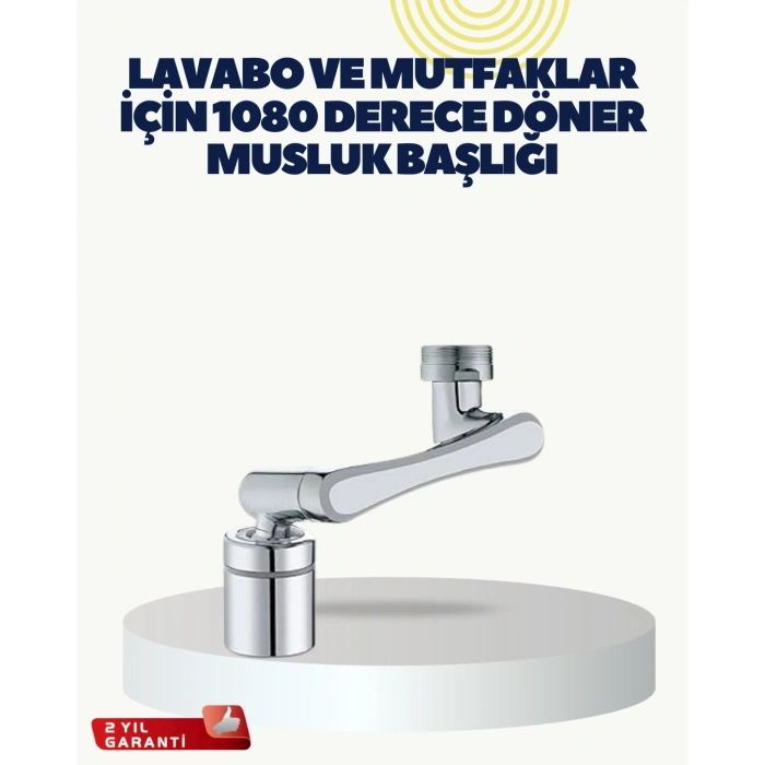 CEYLAN ADAM Çok Yönlü Dönebilen Musluk Başlığı 2 Fonksiyonlu Su Akışı