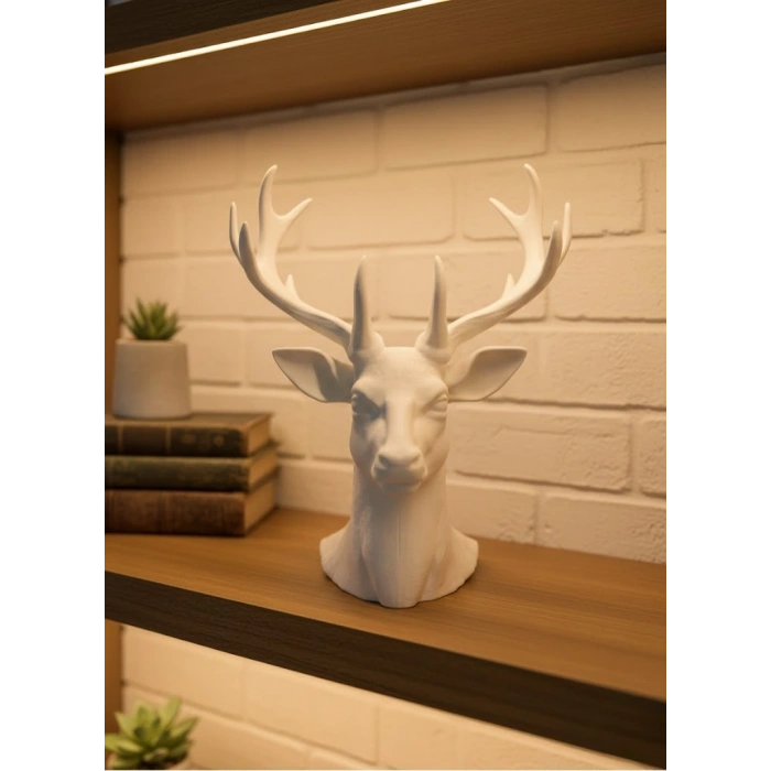 CEYLAN ADAM Dekoratif Beyaz Geyik Biblo Salon ve Raf Dekoru