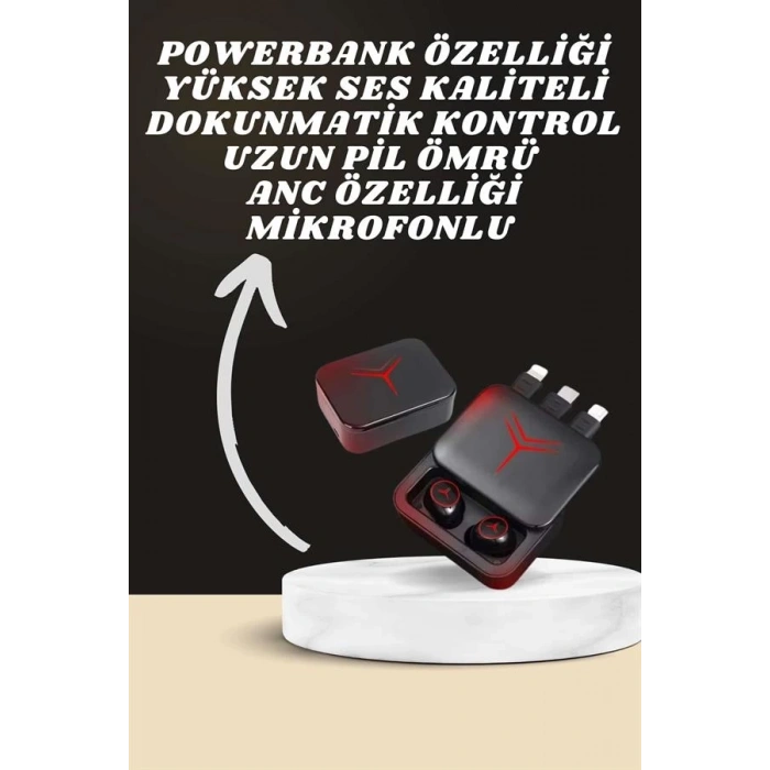CEYLAN ADAM Dijital Göstergeli Powerbank Kablosuz Kulaklık ve 7 Kordonlu Yeni Nesil Akıllı Saat Dokunmatik Kontrol