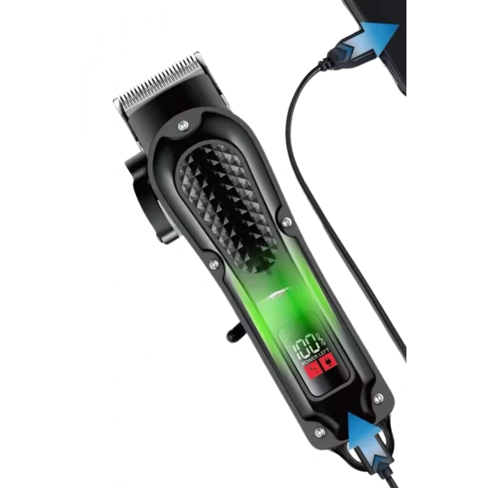 CEYLAN ADAM Dijital Profesyonel Kablosuz Saç Sakal Tıraş Makinası Sessiz Paslanmaz Çelik