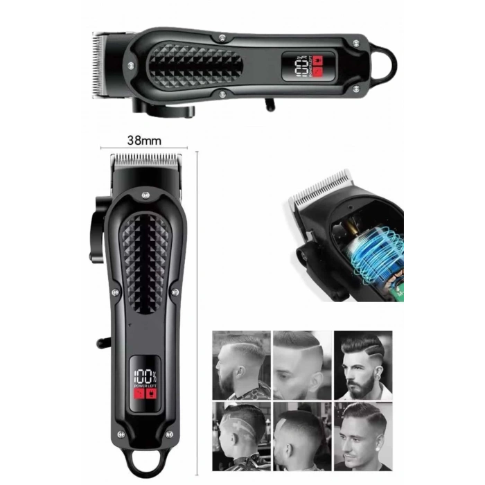 CEYLAN ADAM Dijital Profesyonel Kablosuz Saç Sakal Tıraş Makinası Sessiz Paslanmaz Çelik