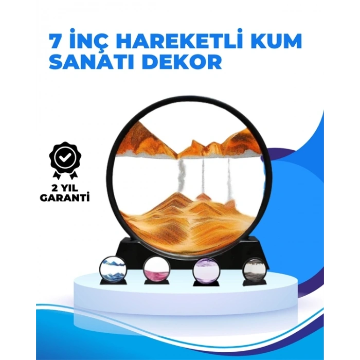CEYLAN ADAM Döndürülebilir Dinamik Kum Tablosu – Stres Giderici, Yüksek Kaliteli Cam ve Doğal Kum ile Sanatsal Masa Dekoru