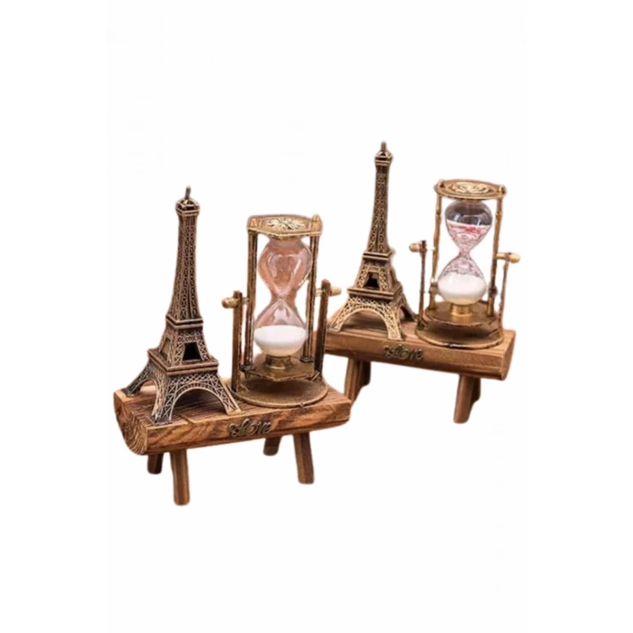 CEYLAN ADAM Eyfel Kuleli Kum Saati Dekoratif Hediyelik Eşya Retro Eyfel Kulesi