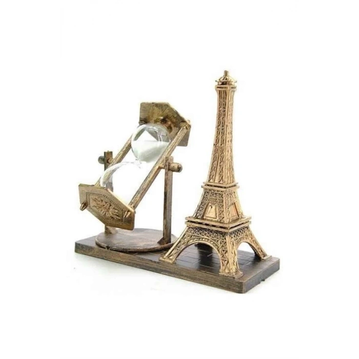 CEYLAN ADAM Eyfel Kulesi Tasarımlı Kum Saati Kristalleştirilmiş Kum Saati Dekoratif Ahşap Görünümlü