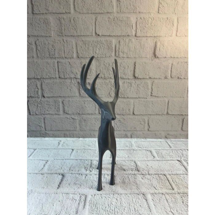 CEYLAN ADAM Geyik Figürü Gri Modern Salon ve Raf Dekoru