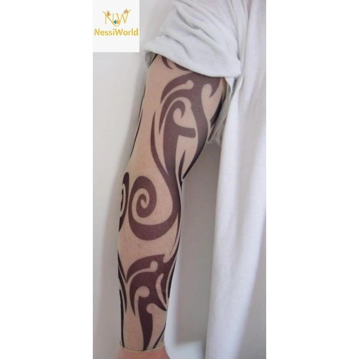 CEYLAN ADAM Giyilebilir Kol Dövmesi Çorap Dövme 3D Baskılı Kol Bacak Dövme 2 Adet Model 6