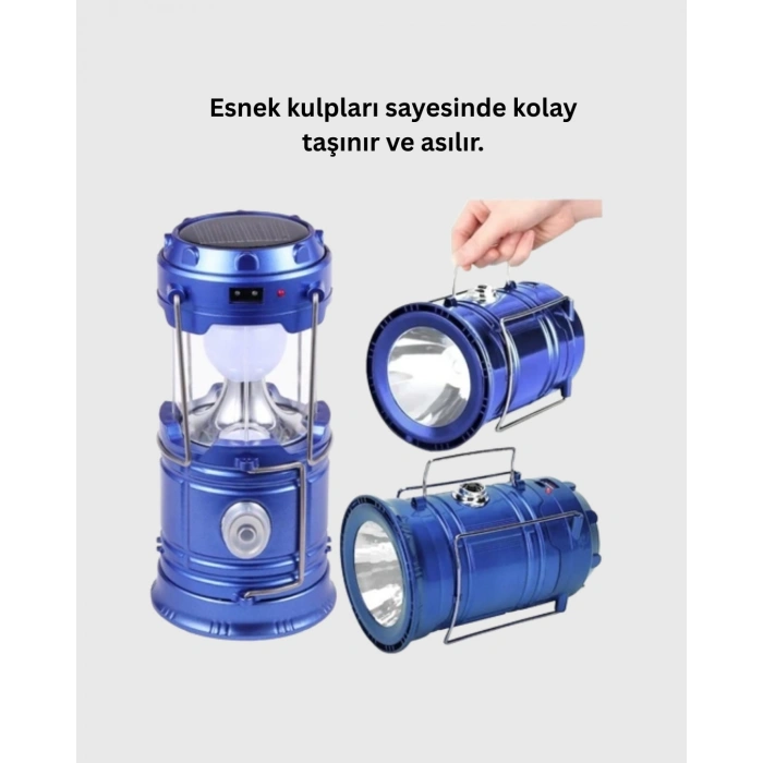 CEYLAN ADAM Güneş Enerjili Katlanabilir Kamp Feneri – USB Şarjlı, Hafif ve Çok Fonksiyonlu
