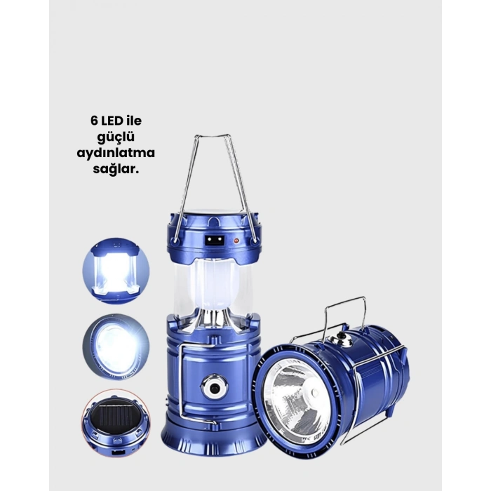 CEYLAN ADAM Güneş Enerjili Katlanabilir Kamp Feneri – USB Şarjlı, Hafif ve Çok Fonksiyonlu