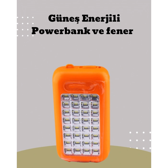 CEYLAN ADAM Güneş Paneli Destekli Powerbank ve LED Işıldak – 10000 mAh, Çift USB, Outdoor Kullanım İçin