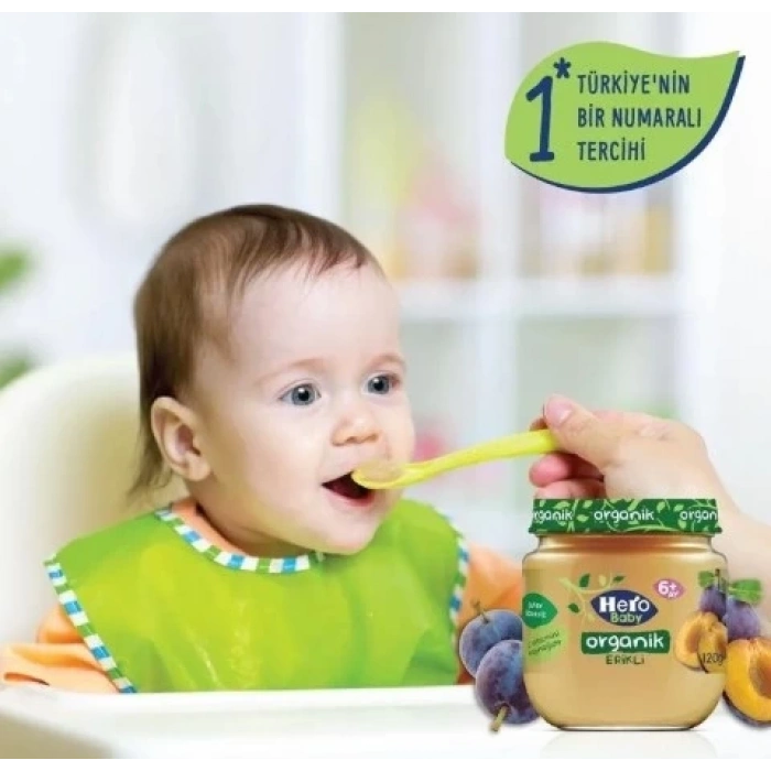 CEYLAN ADAM  Hero Baby Organik Erik Püresi Kavanoz Mama 120 Gr