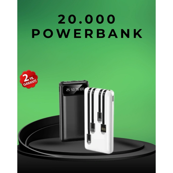 CEYLAN ADAM Kamp ve Seyahat İçin 20.000mAh LED Işıklı Hızlı Şarj Powerbank