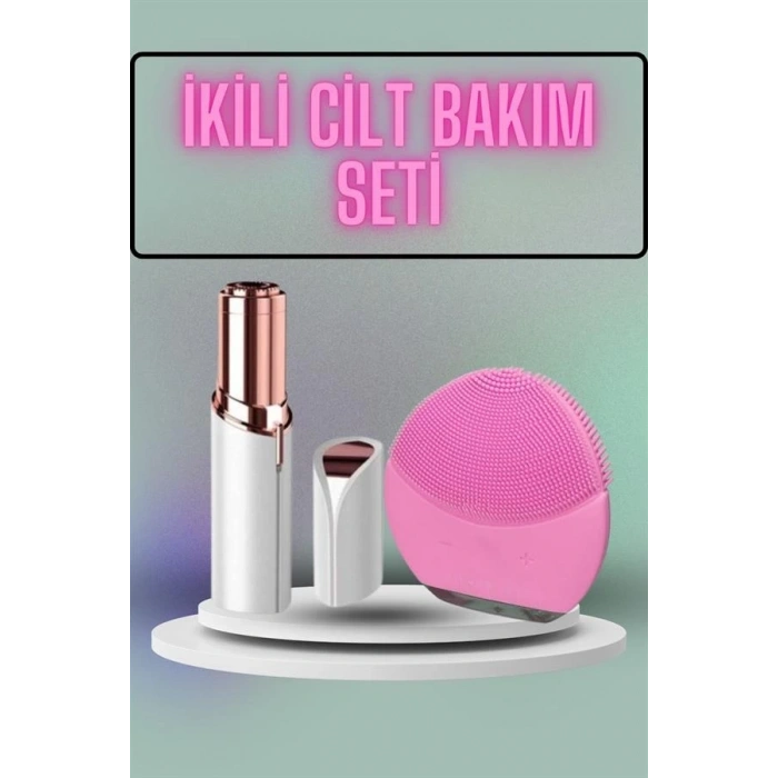 CEYLAN ADAM KAŞ BIYIK VE YÜZ EPİLASYON ALETİ VE TİTREŞİMLİ YÜZ TEMİZLEME MASAJ ALETİ İKİLİ SET