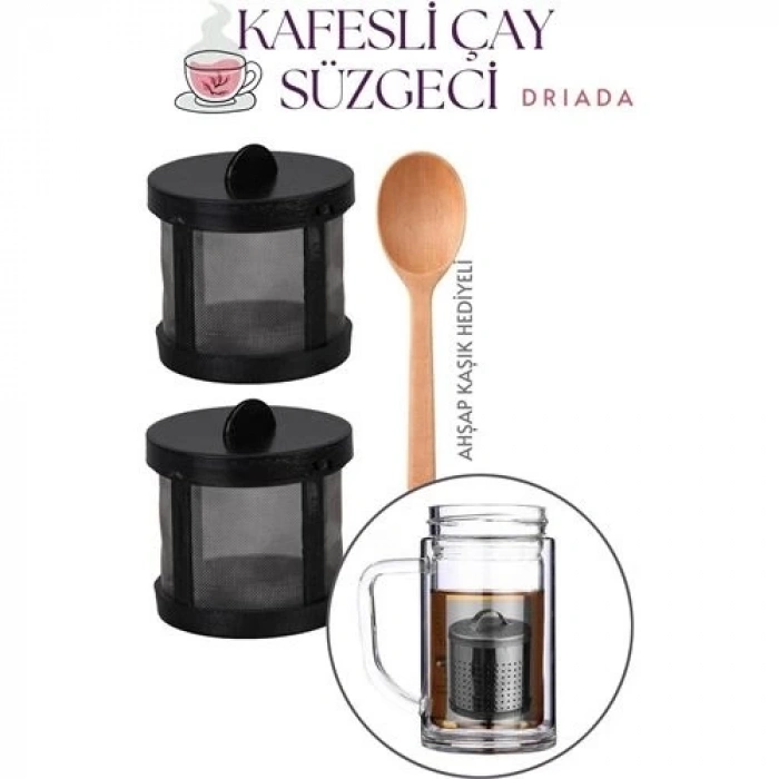 CEYLAN ADAM Kaşıklı Kafes Çay Süzgeci - 2 li Bitki Çayı Süzgeci - Polikarbon