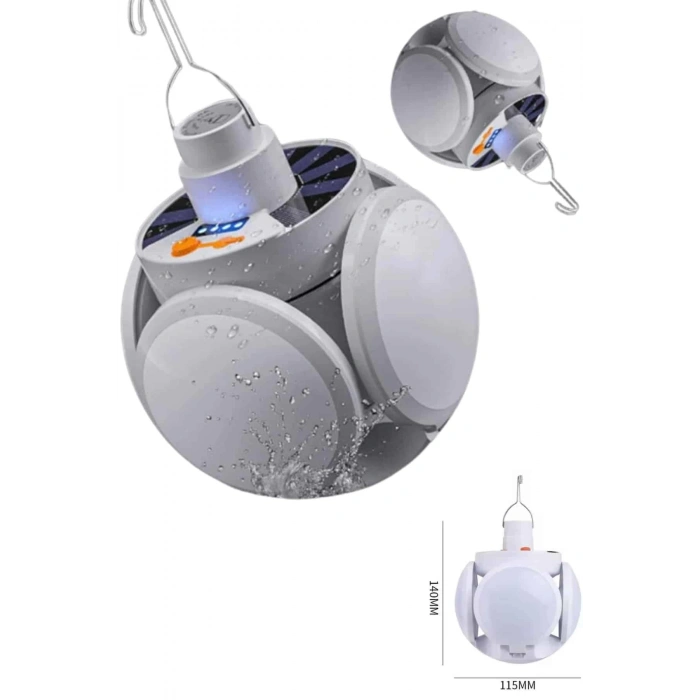 CEYLAN ADAM Katlanabilir Askılı Kamp Lambası 5 Kanatlı Pratik Güneş Enerjili